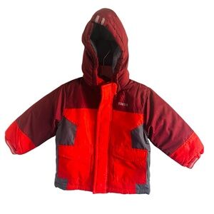 OshKosh Red and Gray Hooded Full Zip /Button Snow Jacket